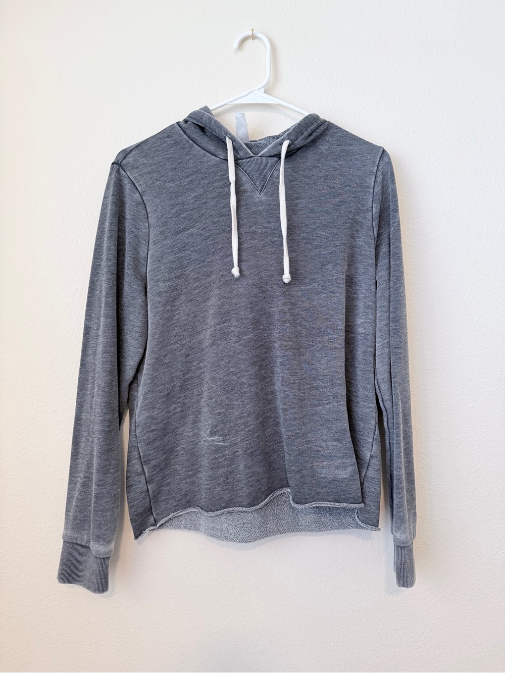 Alternative Women's Heather Gray Scoop Crewneck Hoodie with White Drawstrings
